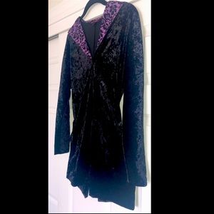 Halloween Betsey Johnson crushed velvet romper with hoodie